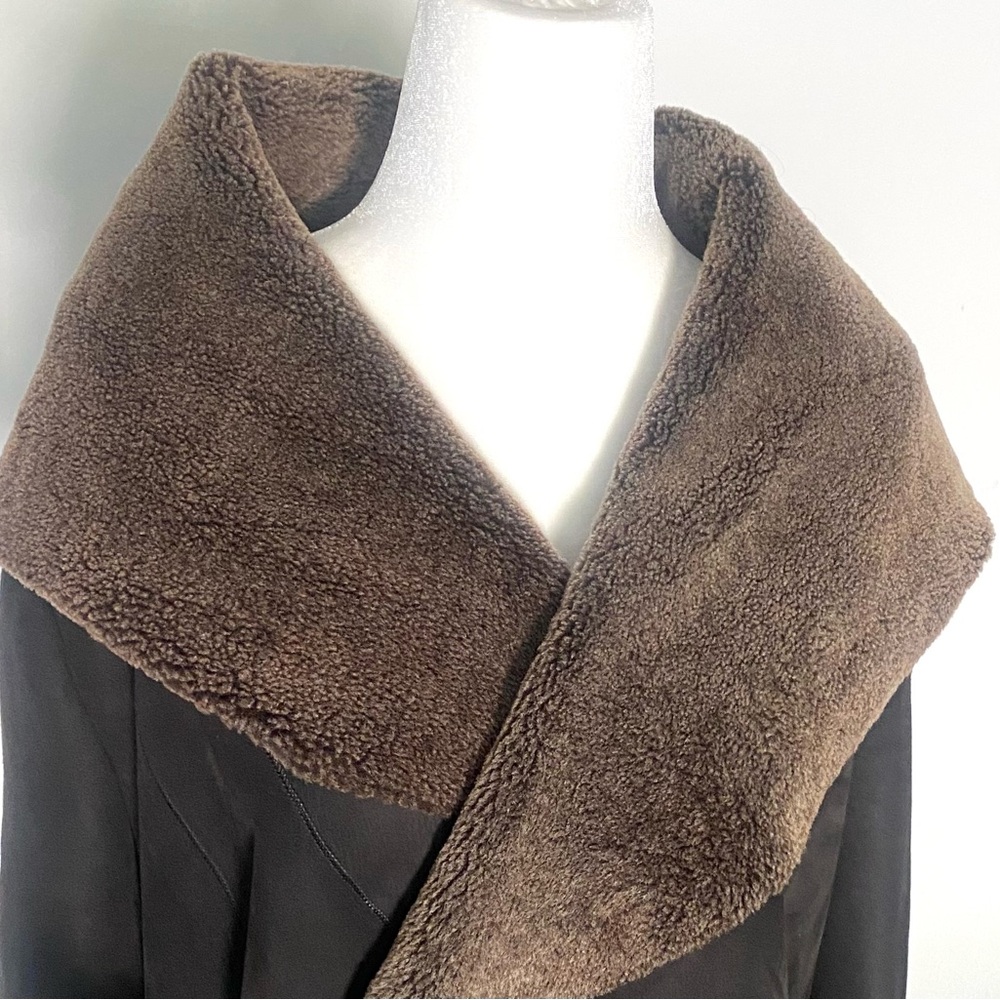 Vince Shearling Coat in Dark Brown - Size S